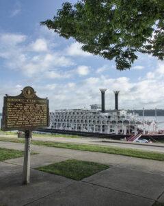 Photo of the Historic River Front sign on the riverfront in Paducah Kentucky by Phyllis Russell Photography